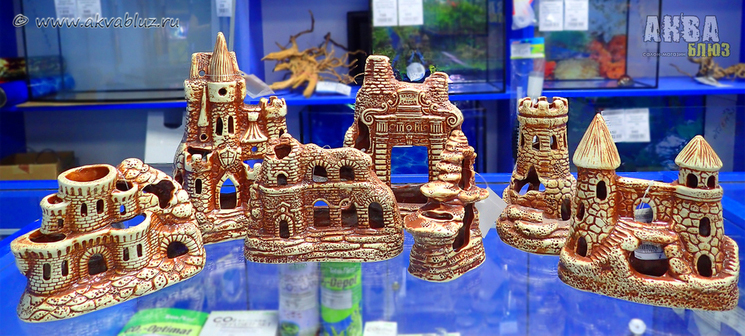 Декорации из светлой керамики для аквариума в Челябинске