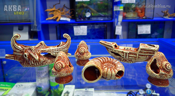 Декорации из светлой керамики для аквариума в Челябинске