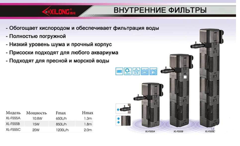 Фильтр внутренний Xilong XL-F555B 850 л/ч