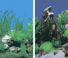Фон "Растительный/Скалы с растениями" 50x100 см двухсторонний для аквариума (9003/90028)