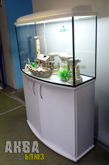 Панорамный аквариум GOLDFISH 120 литров с крышкой-светильником и подставкой